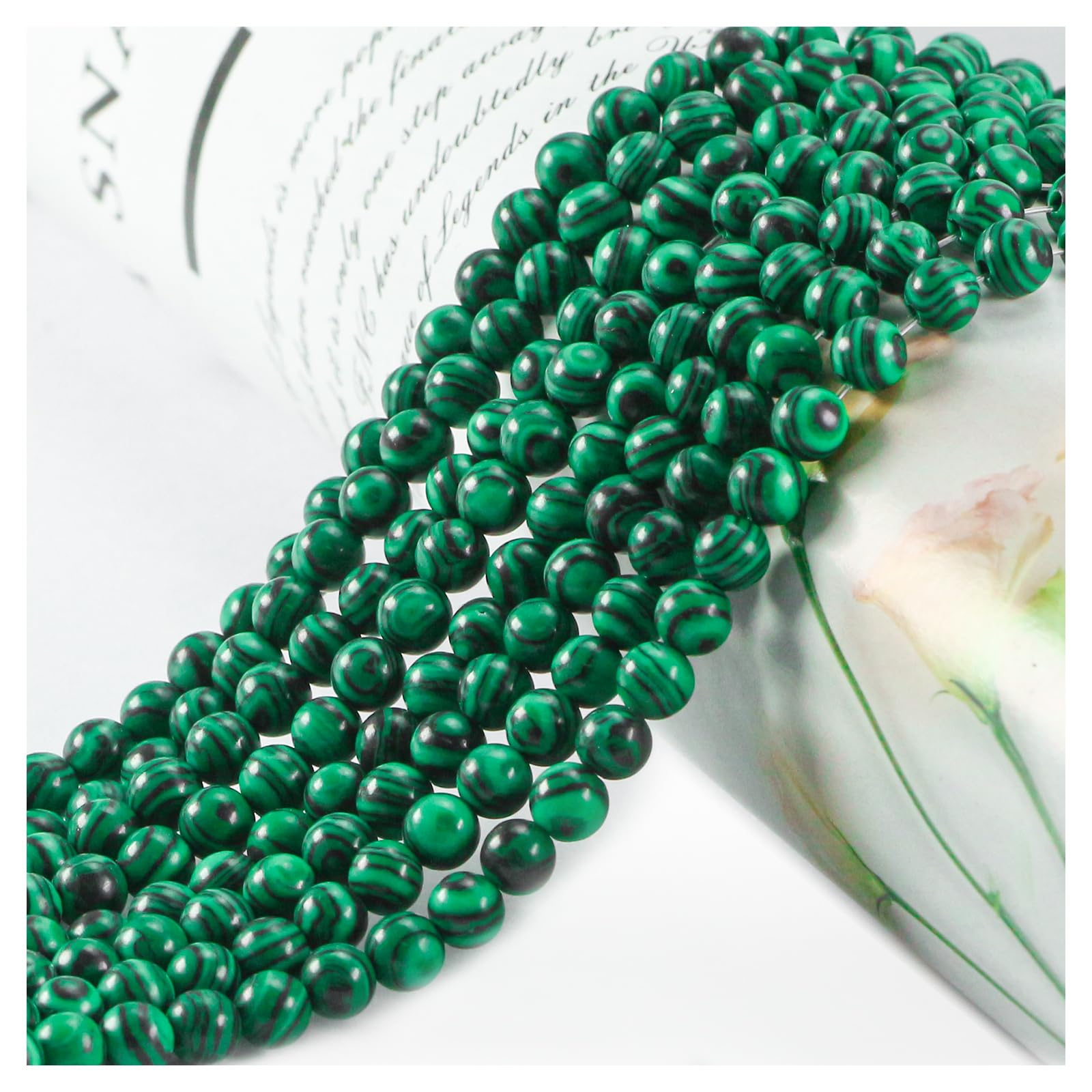 Natural Stone Beads, Gemstone Beads, 45 Pieces, 8 mm, Natural Stone, Unakite Gemstone Beads, Polished Round Gemstones for Threading, Gemstones, Stone Beads for Bracelets, Necklaces, DIY Jewellery,