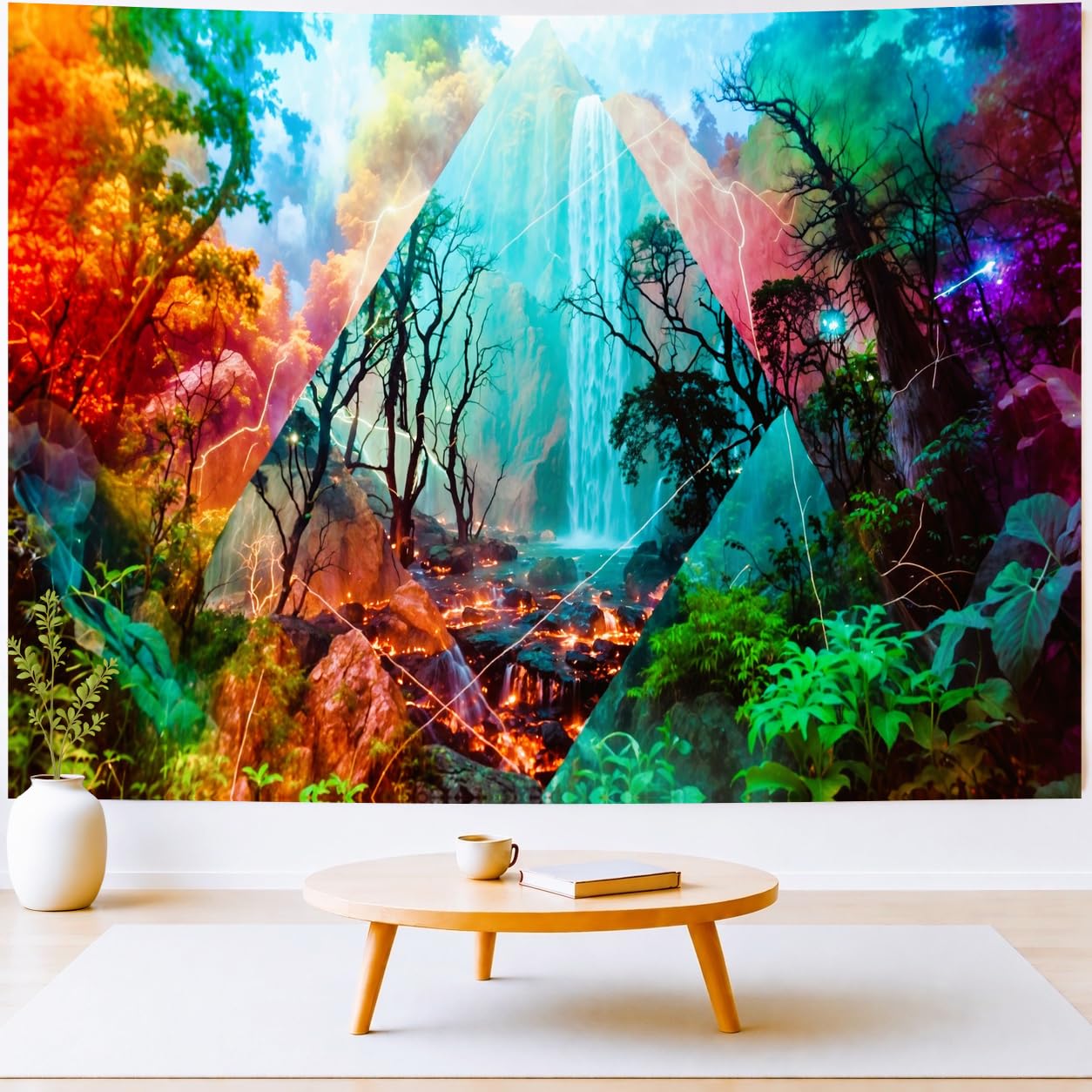 Delur Forest Tapestry Tree of Life Tropical Rainforest Tapestry Wall Hanging Colorful Nature Landscape Mystical Psychedelic Spiritual Headboard for Bedroom Living Room Home Decor (51.2" x 59.1")
