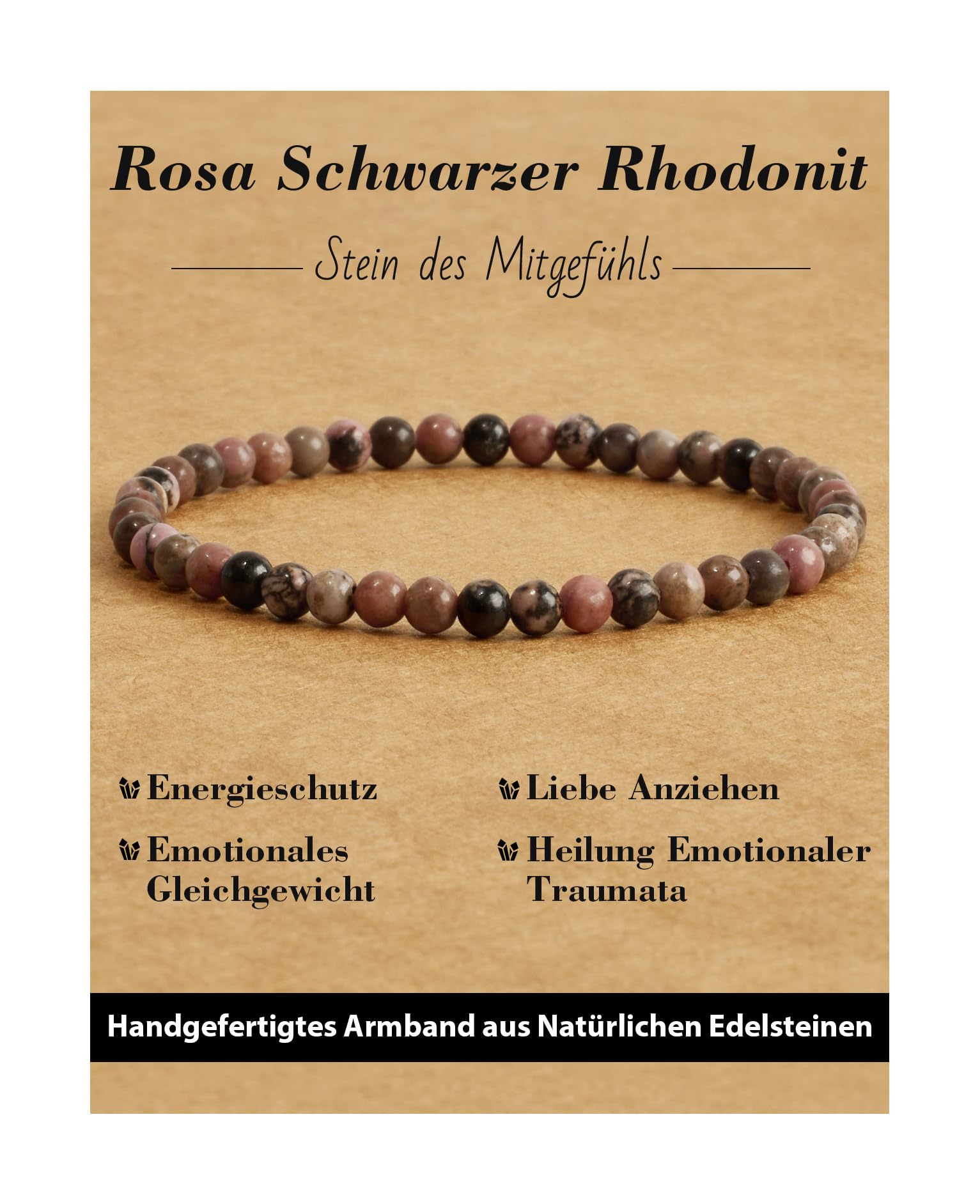 4 mm Stretch Bracelet Made of Real Natural Stone Beads, Healing Stone Bracelet, Yoga Bracelet for Women, Men, Lucky Bracelet, Friendship Bracelet, Replacement Beads Included