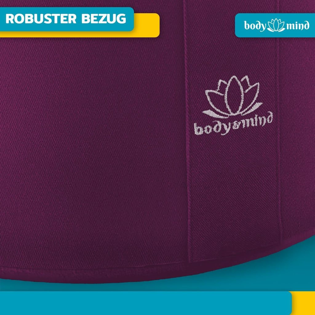Body & Mind® Yogakissen Meditationskissen Boden Sitz-Kissen Polster für Meditation & Yoga; waschbarer Bezug und atmungsaktiver Premium Füllung; 18 cm Sitzhöhe