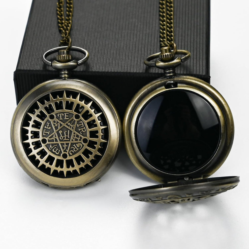 Black Obsidian Scrying Mirror, Obsidian Feng Shui Mirror, Witches Mirror Presents, Witchcraft kit Divination Tools (Pocket Watch-4)