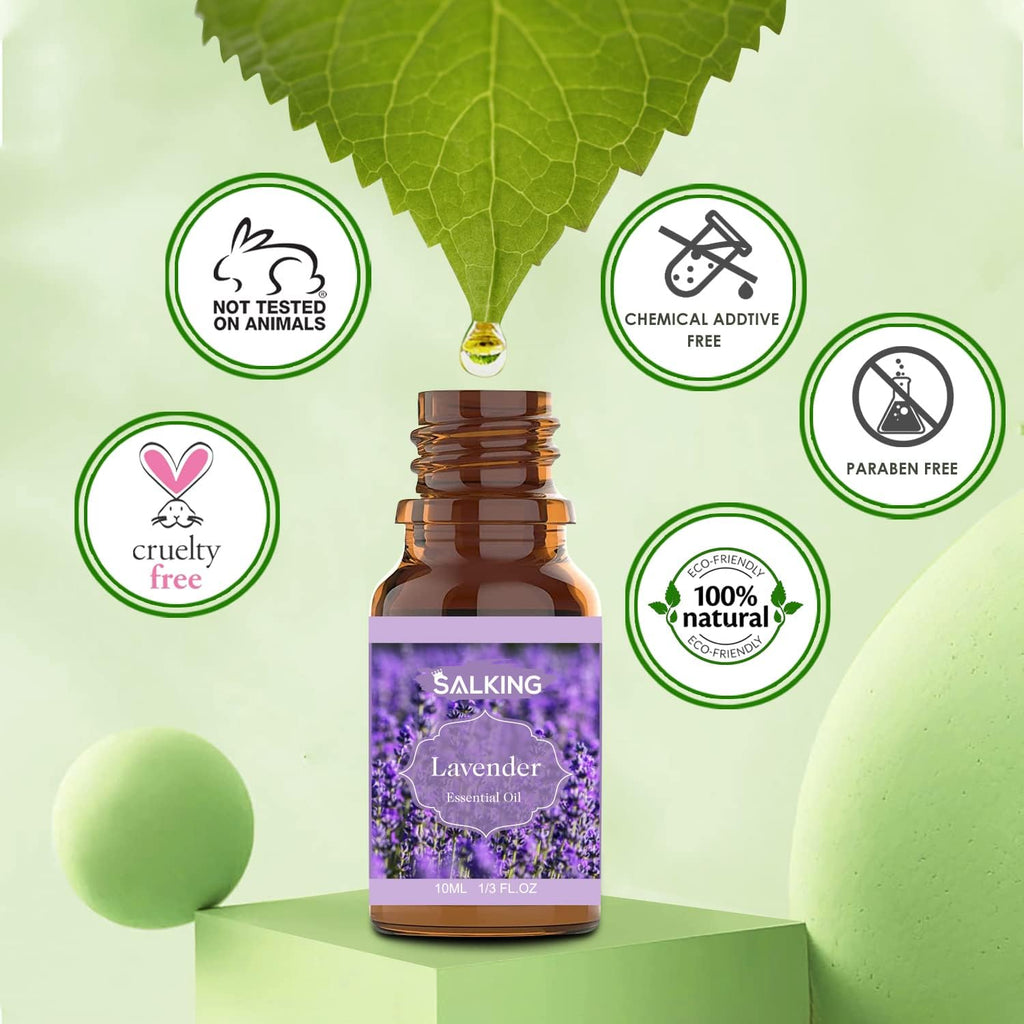 SALKING Essential Oils Set, Aromatherapy Fragrance Oil Gift Set, 100% Pure Fragrance Oils for Diffuser, Oil Lamps, Humidifier, Massage, 6 x 10 ml (Lavender, Rose, Cherry Blossom, Jasmine, Gardenia,