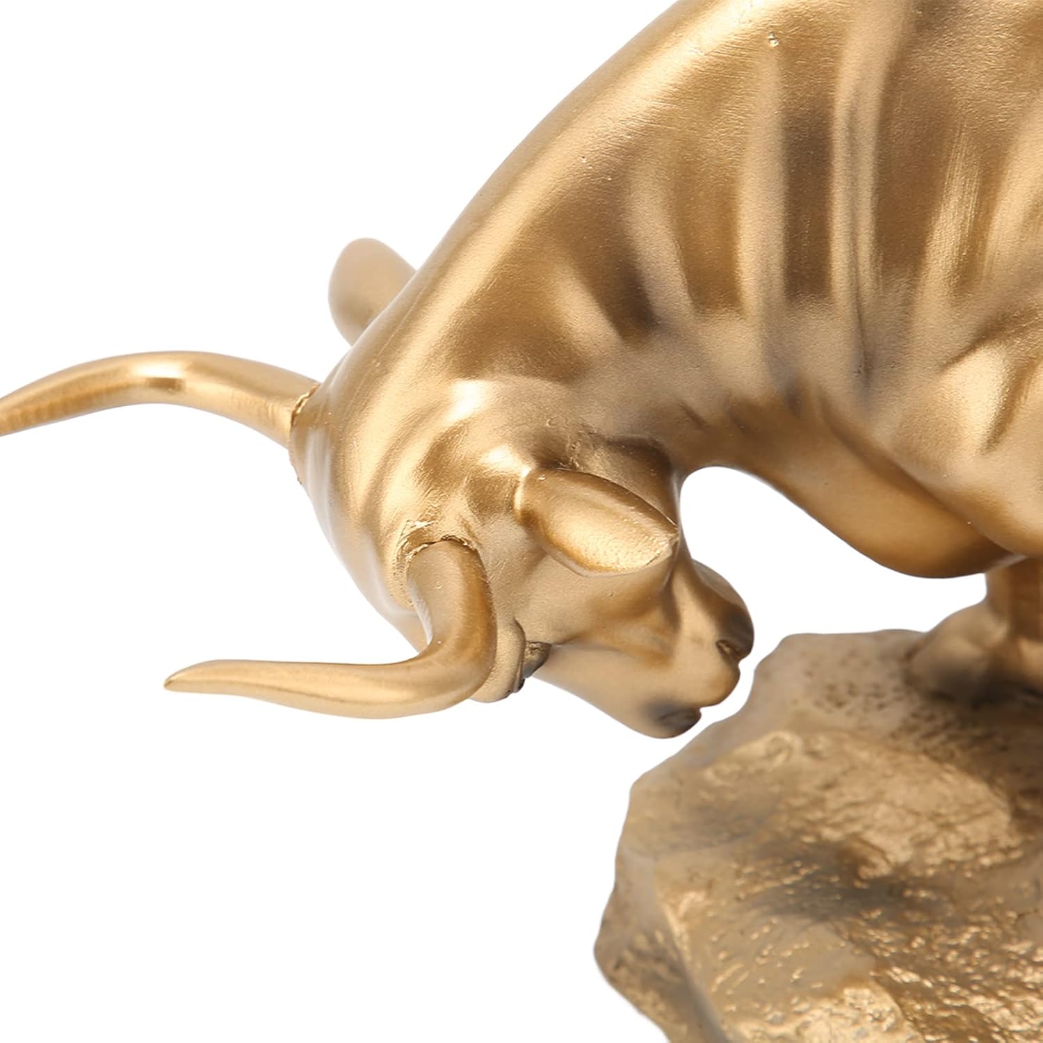Golden Feng Shui Bull Sculpture Made of Resin - Ox Figure for Happiness, Career and Wealth - Chinese Souvenir, Gift, Home Office Table Decoration for TV Cabinet