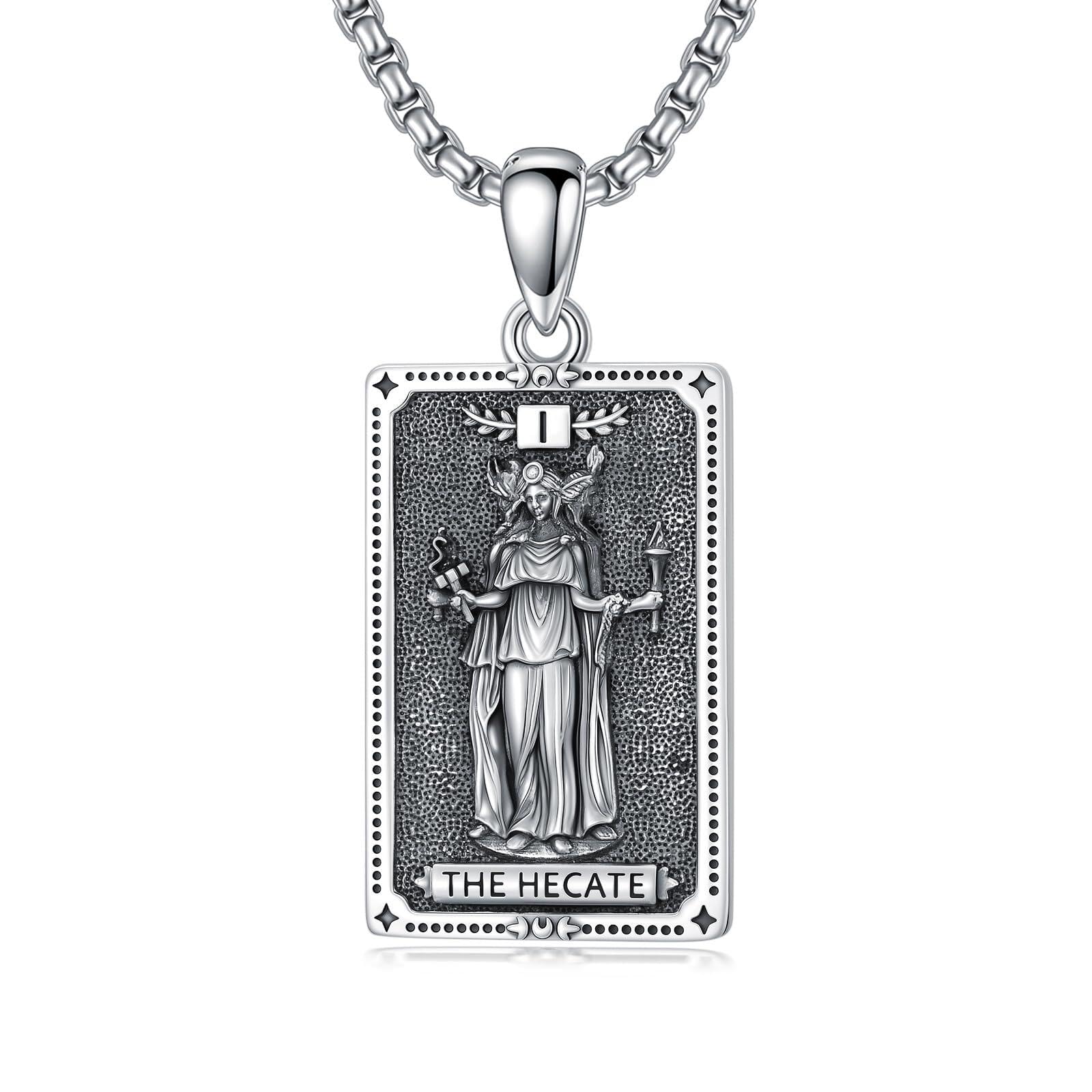 ROMANTICWORK Göttinnen Halskette für Damen 925 Sterling Silber Tarotkarten Anhänger Hekate/Athena/Artemis/Lilith/Medusa Kette Schmuck aus der griechischen Mythologie Geschenk für Weihnachten