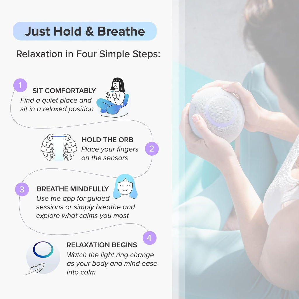 Reflect Orb: Smart Tracker for Stress Relief & Mental Health. Biofeedback Device to Enhance Focus, Reduce Anxiety, Support ADHD, Master Meditation & Mindfullness, Emotional Regulation Self-Care Gift