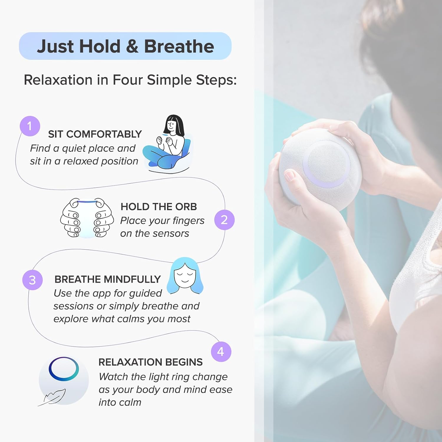 Reflect Orb: Smart Tracker for Stress Relief & Mental Health. Biofeedback Device to Enhance Focus, Reduce Anxiety, Support ADHD, Master Meditation & Mindfullness, Emotional Regulation Self-Care Gift