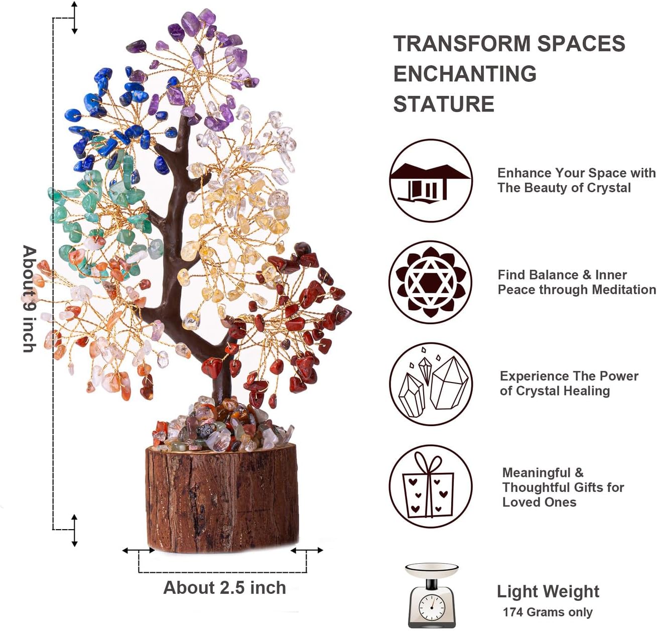 XIANNVXI Chakra Steine Kristallbaum Deko Geschenk Kristalle Deko Geschenk Esoterik Spirituelle Geschenke Dekopflanzen Lebensbaum Schreibtisch Deko Geschenke