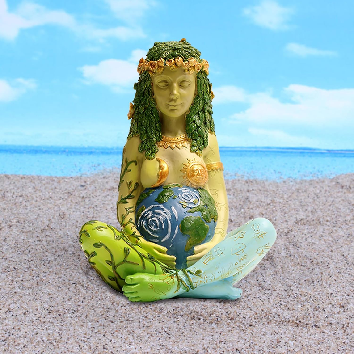 17,8 cm Mutter Erde Statue,Millennial Gaia Göttin Statue,Kunstharz Kunststatue,Handbemalte Heilfigur,aus Feinstem Harz Gegossen,Wunderschön Geformtes Design,für Zuhause,Kunstraum,Garten,Freien