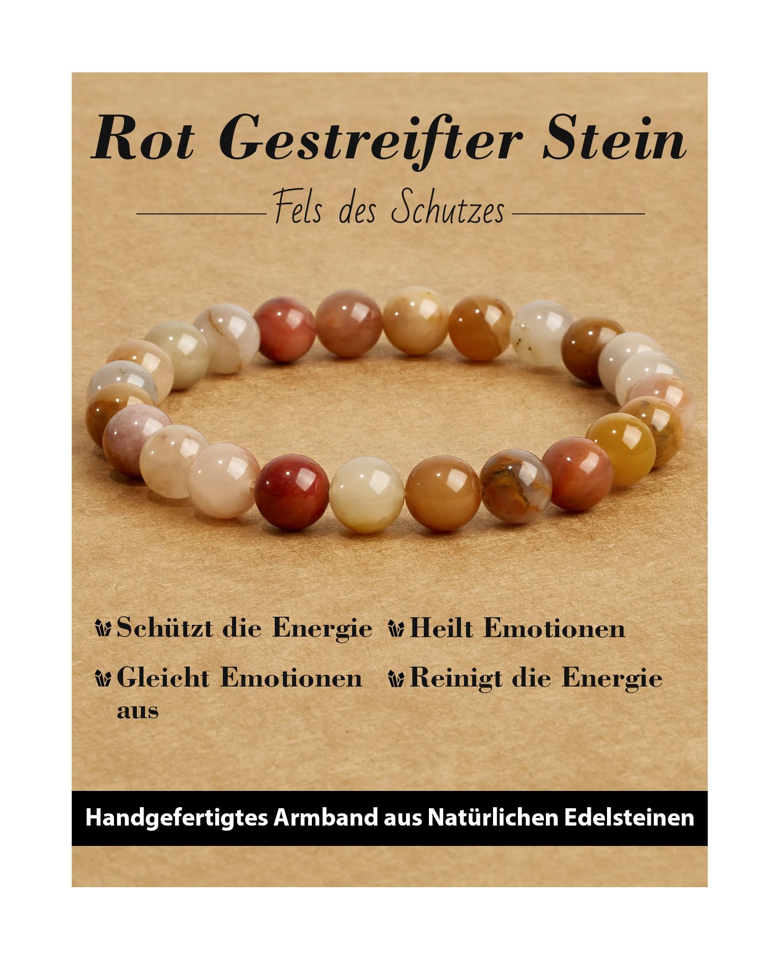 Handmade Genuine Natural Stone Beads Healing Stones Bracelet, Women's Men's Chakra Bead Bracelet, 8 mm Round Gemstone Yoga Bracelets, Includes Replacement Beads
