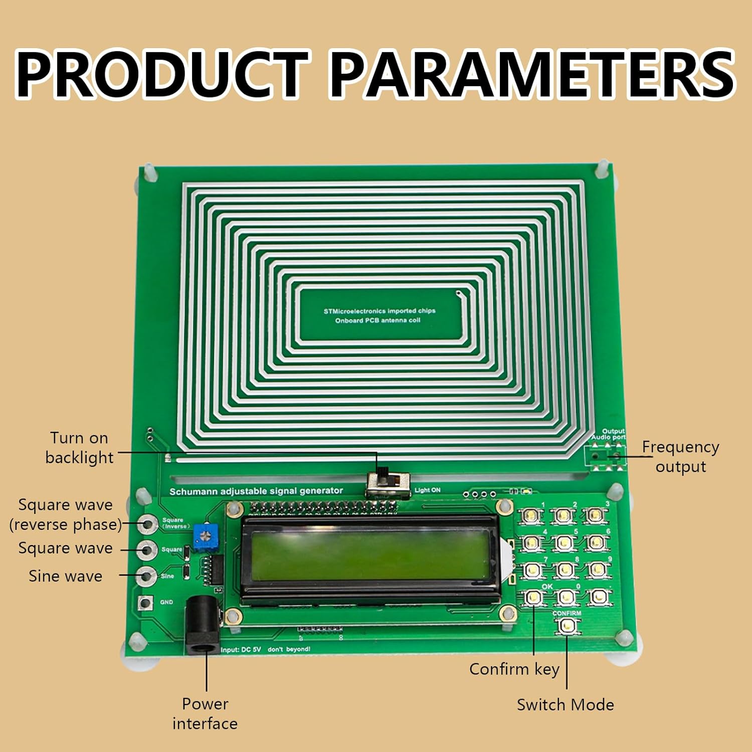 Schumann Resonator, Schumann Frequency Generator, 7.83 Hz Pure Sine Wave Pulse Generator 0.01-100,000 Hz Frequency Generator with Adjustable, Frequency Generator for Sound Improvement and Sleep Aid
