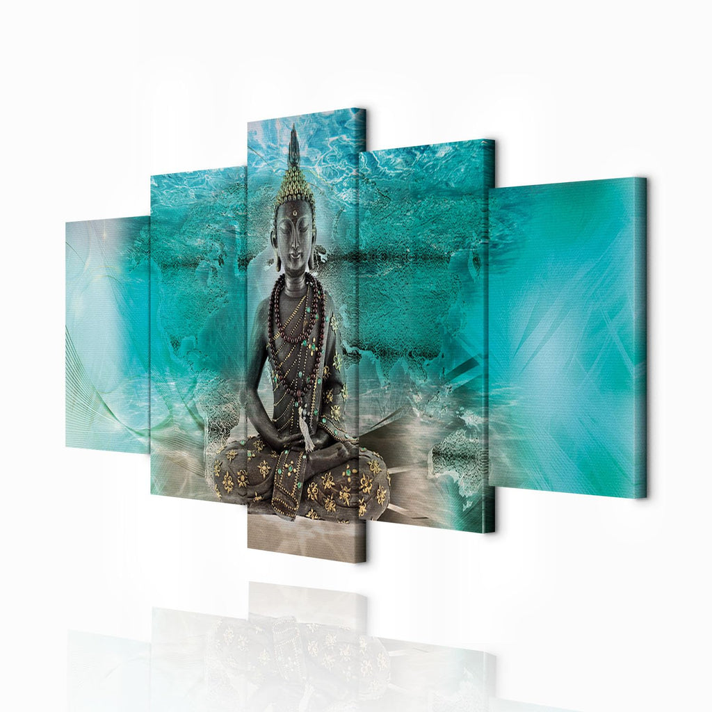 decomonkey Bilder Buddha 200x100 cm 5 Teilig Wandbild Groß Leinwandbild XXL Deko Wohnzimmer Schlafzimmer Wanddeko Pictures For Wall Poster Wall Painting Zen Orient