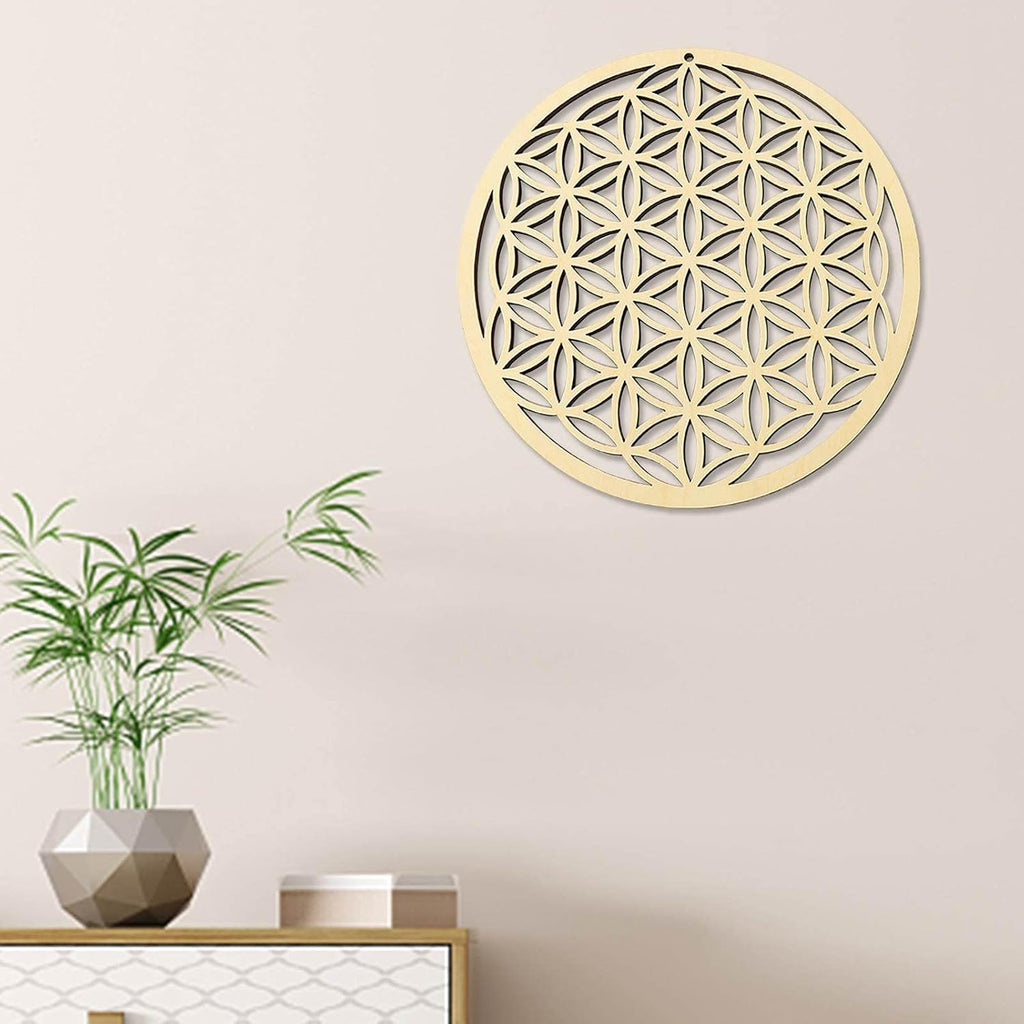 Wooden Grid Wall Art with Sacred Geometry, Chaakra Grid, Wall Art with High-Quality Sacred Geometry of Life, Spiritual Decoration