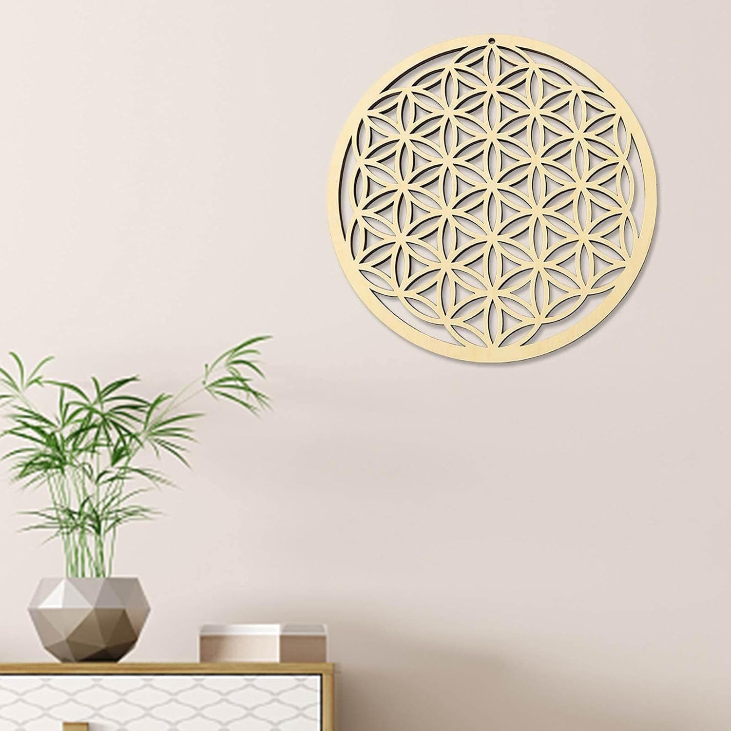Wooden Grid Wall Art with Sacred Geometry, Chaakra Grid, Wall Art with High-Quality Sacred Geometry of Life, Spiritual Decoration