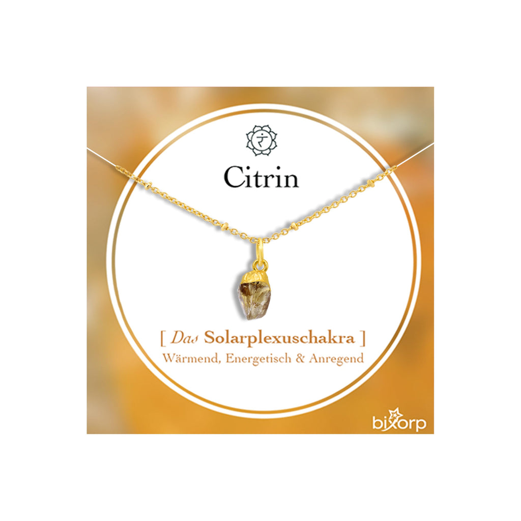 Chakra-Halskette aus rohen Edelsteinen mit 18 Karat Goldplattierung - Edelstahl - 36cm + 8cm verstellbar