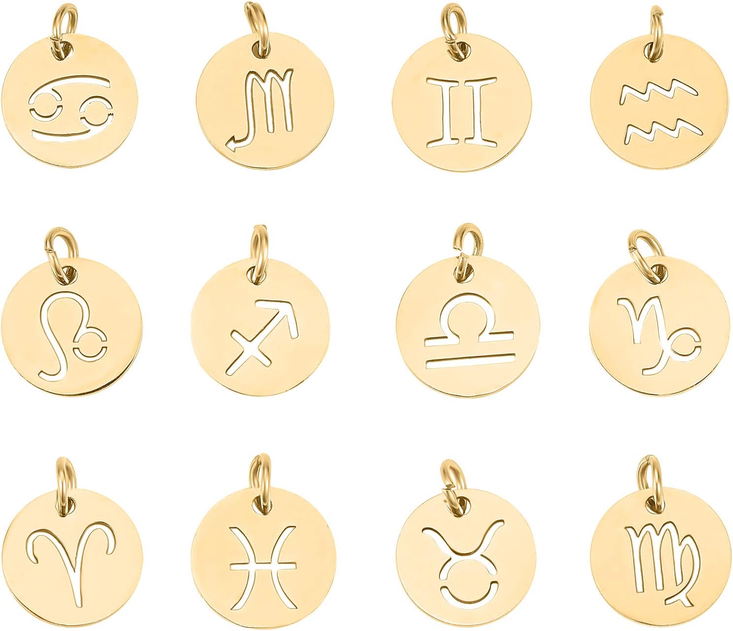 UNICRAFTALE Edelstahl 12 Sternbilder Charm Sternzeichen Anhänger Charms Flach Rund Sternbild Anhänger Für DIY Schmuck Armbänder Halskette Herstellung