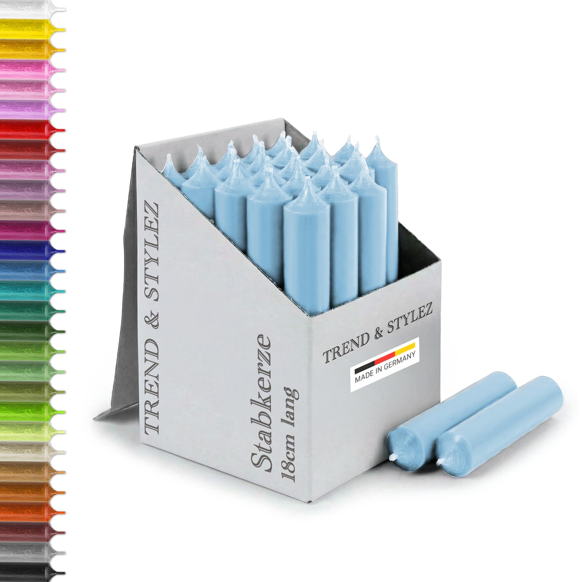 25 Stabkerzen 180mm x 22mm | Durchgefärbte Spitzkerzen | 8+ Stunden Brenndauer | Made in Germany - Ohne Tropfen & Rußen | RAL-Zertifizierte Tafelkerzen unparfümiert (Grün)