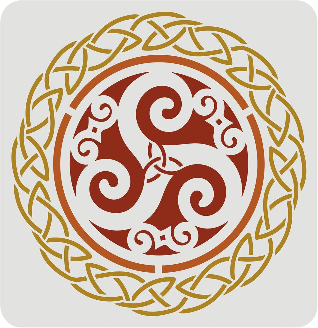 FINGERINSPIRE Celtic Triskele Stencil 30 x 30 cm Viking Celtic Knot Stencil Triple Spiral Celtic Symbol Stencil for Painting on Wall Canvas Tiles Furniture and Paper