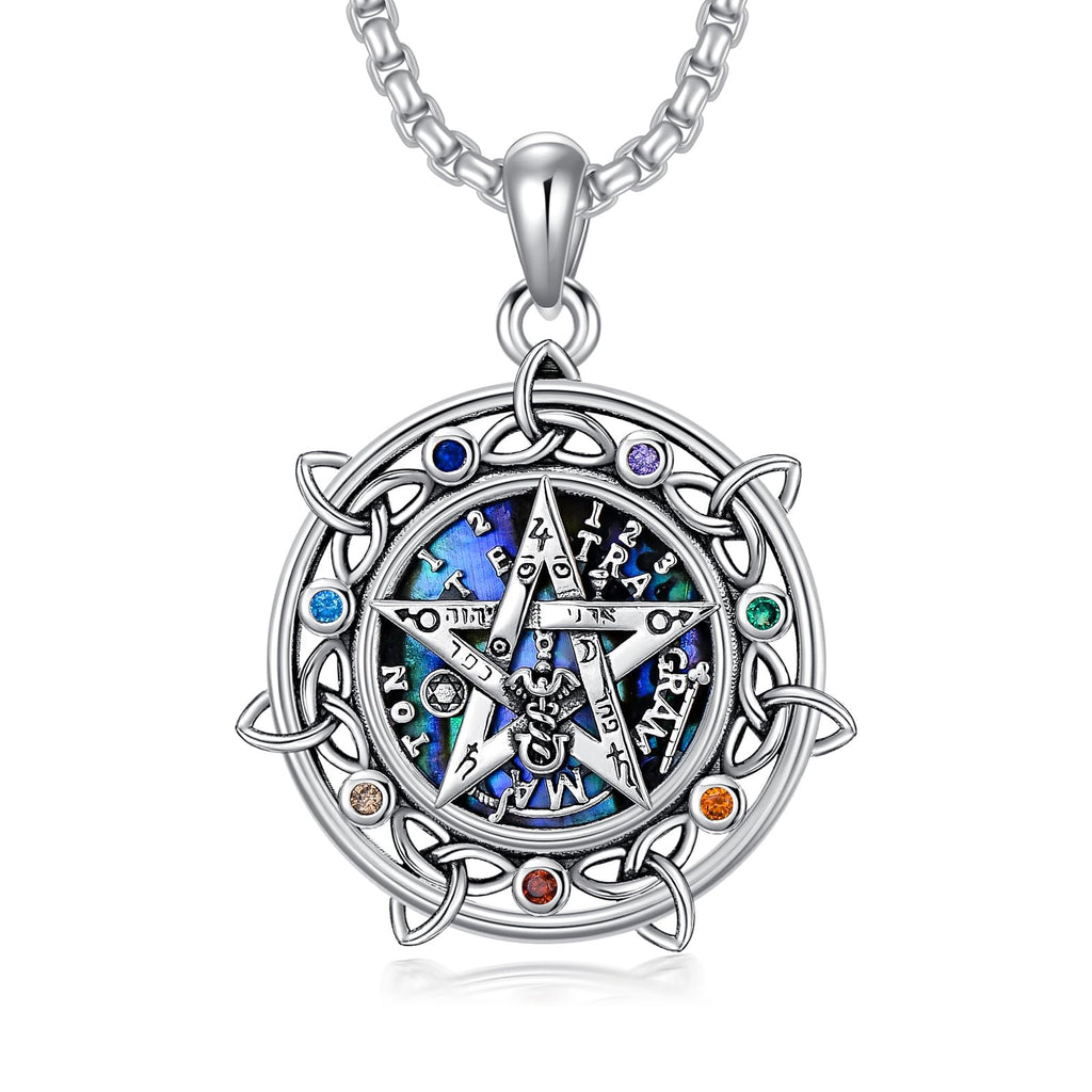 Schlüssel Amulett Halskette 925er Sterlingsilber Allah Hekate Dreifachmondgöttin Tetragrammaton Anhänger Halskette Schlüssel Wicca Heidnischer Pentagramm Schmuck Geschenke Für Frauen