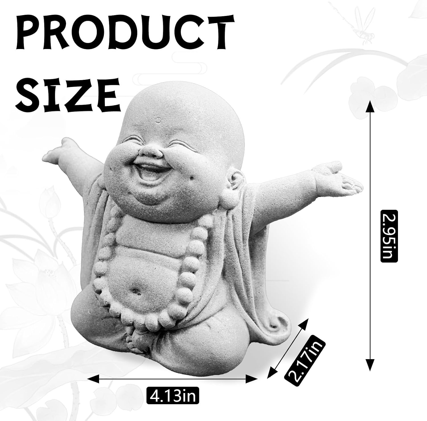 Laughing Buddha Statue,Zen Monk Praying Statue Sculptures Ornament for Garden,Outdoor,Wealth,Good Luck, Indoor,Mini Buddha Fish Tank Decoration