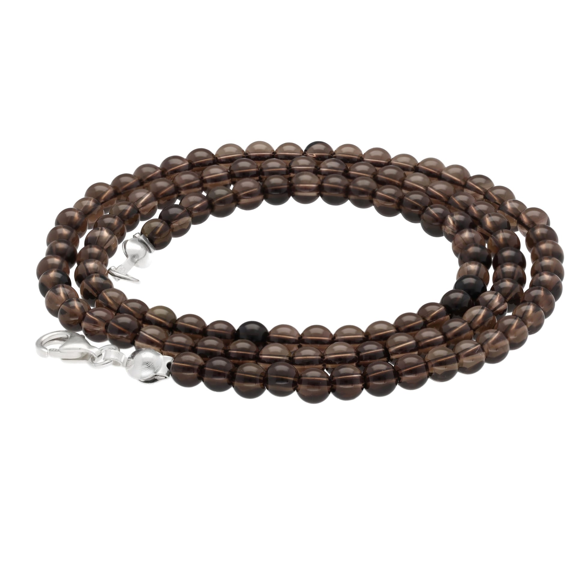 Lebensquelle Plus Edelstein Kugelkette + 925 Silber Verschluss | Ø 4mm Kugeln Karabinerverschluss 45cm lang | Hochwertige Kette