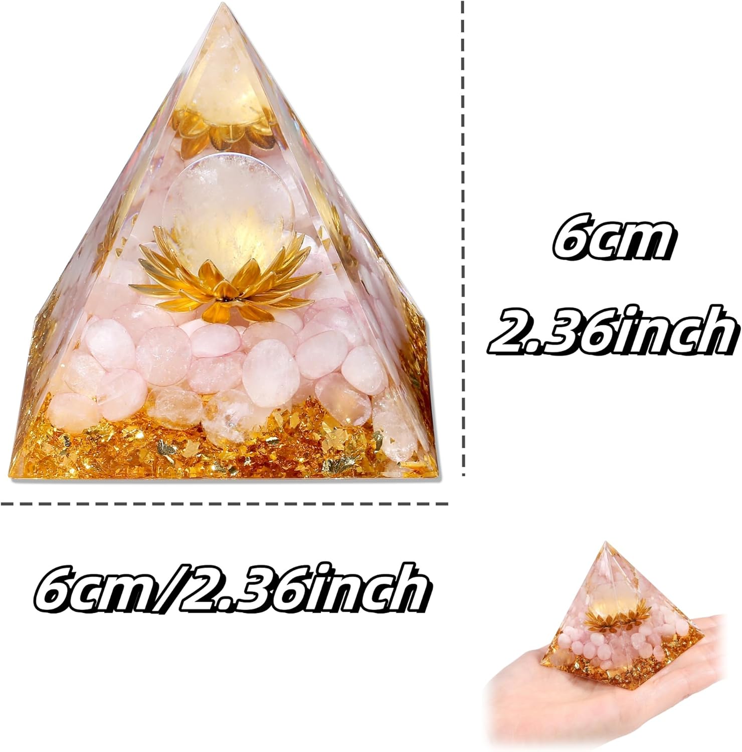 Orgonit Pyramide Rosenquarz Edelsteine Lotus Pyramiden Positive Energie Kristalle Heilsteine Bringt Glück Pyramide Weihnachten Spirituelle Geschenke Weihnachtsgeschenk
