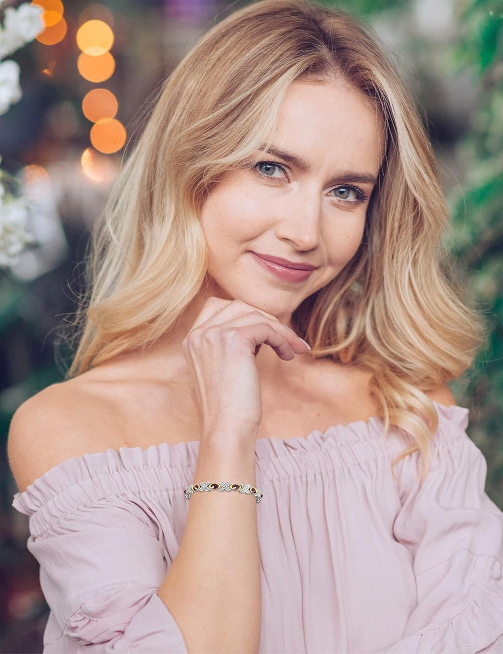 2er-Pack Magnetfeldtherapie-Arthritis-Armbänder für Frauen, Lymphdrainage-Magnettherapie-Armbänder, 10 Stück 3500 Gauss Edelstahl-Armbänder mit simulierten Edelsteinen