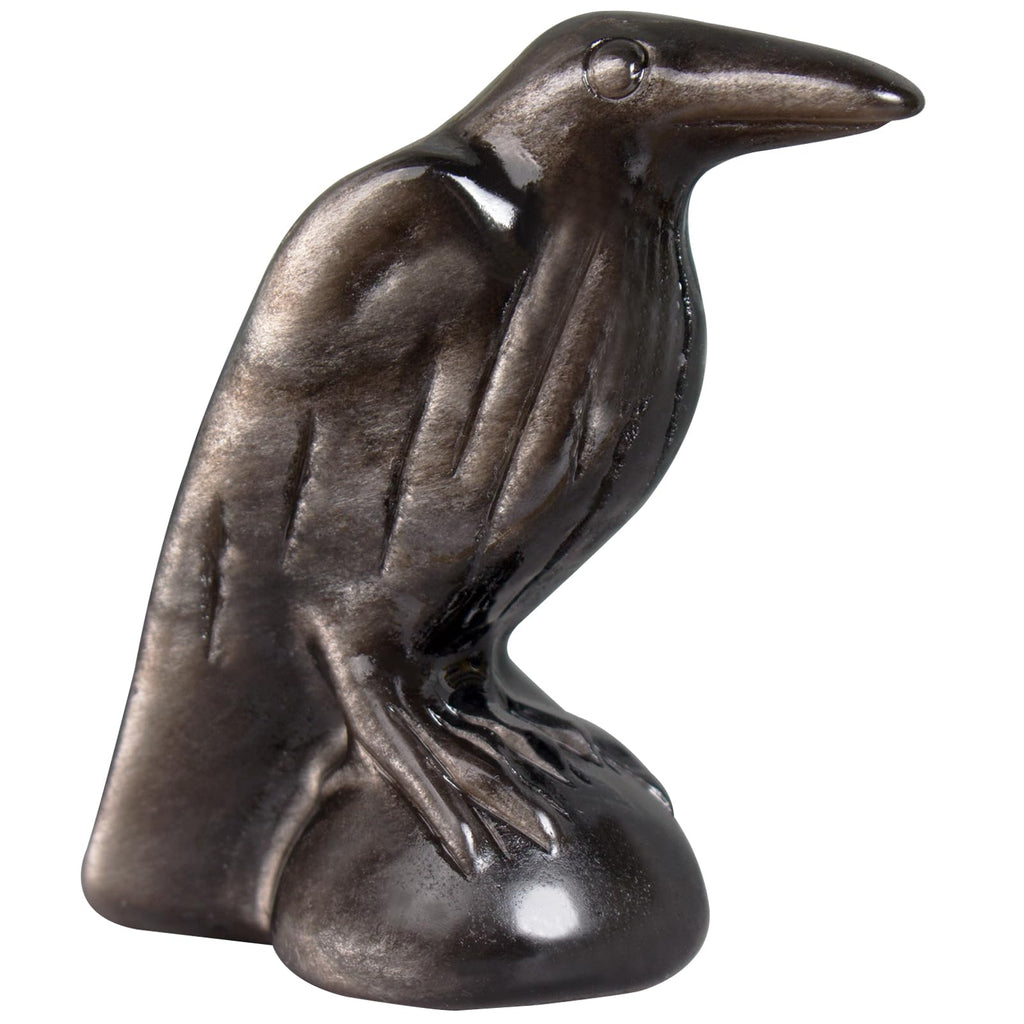 Black Obsidian Raven Statue Gothic Witchy Decor Hekate Crystal | 2 Inch Natural Mystical Crow Healing Crystal Figurine. Witchy Decor For Home Office Meditation Altar Birthday Gift For Women