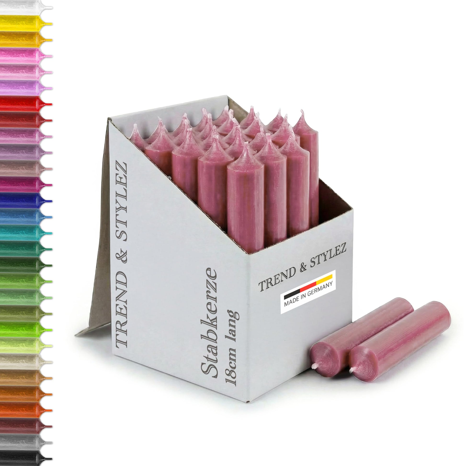 25 Stabkerzen 180mm x 22mm | Durchgefärbte Spitzkerzen | 8+ Stunden Brenndauer | Made in Germany - Ohne Tropfen & Rußen | RAL-Zertifizierte Tafelkerzen unparfümiert (Grün)