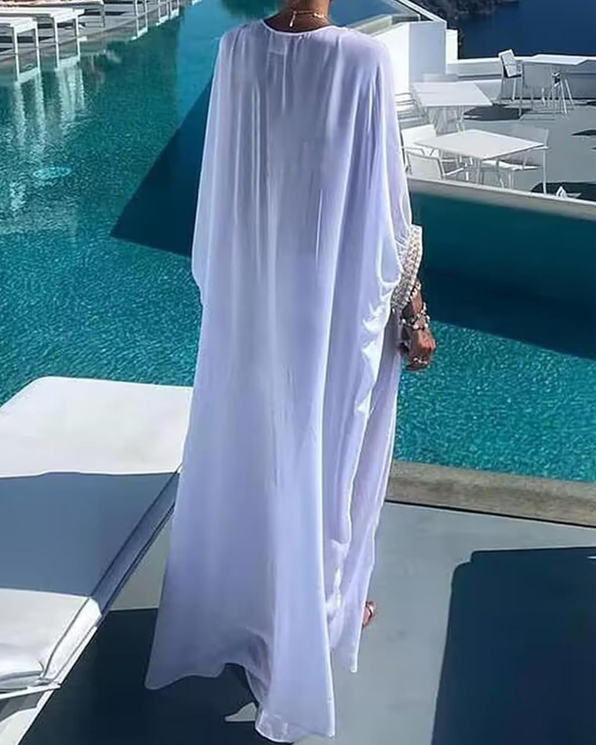 Bsubseach Gold Embroidery Long Kaftan Dresses V Neck Caftan Dress Beach Cover Ups for Women Embroidery