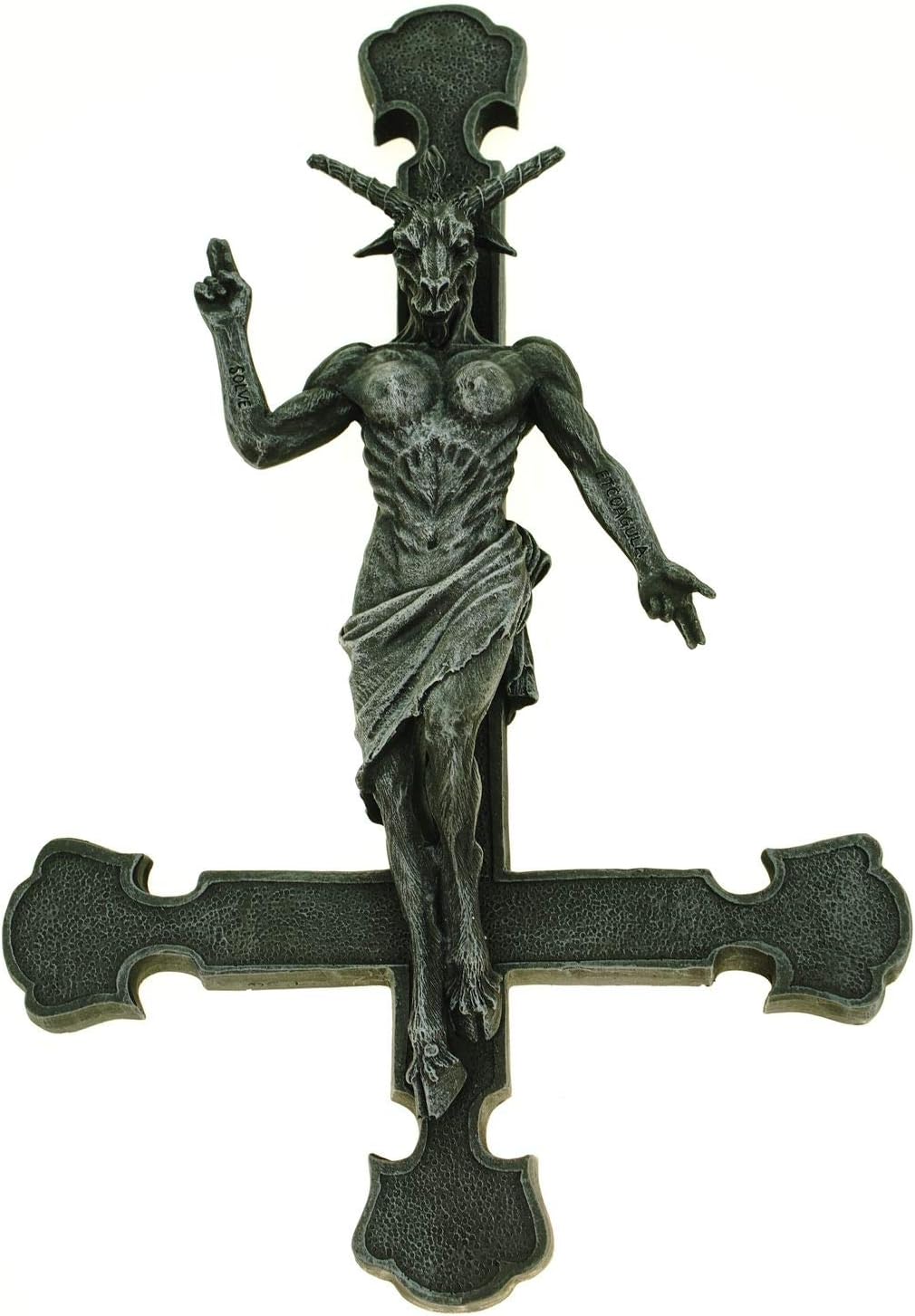 Lulizzie Baphomet on the Cross of Peter 30 cm Grim Reaper Gothic Skull Figure Wall Picture