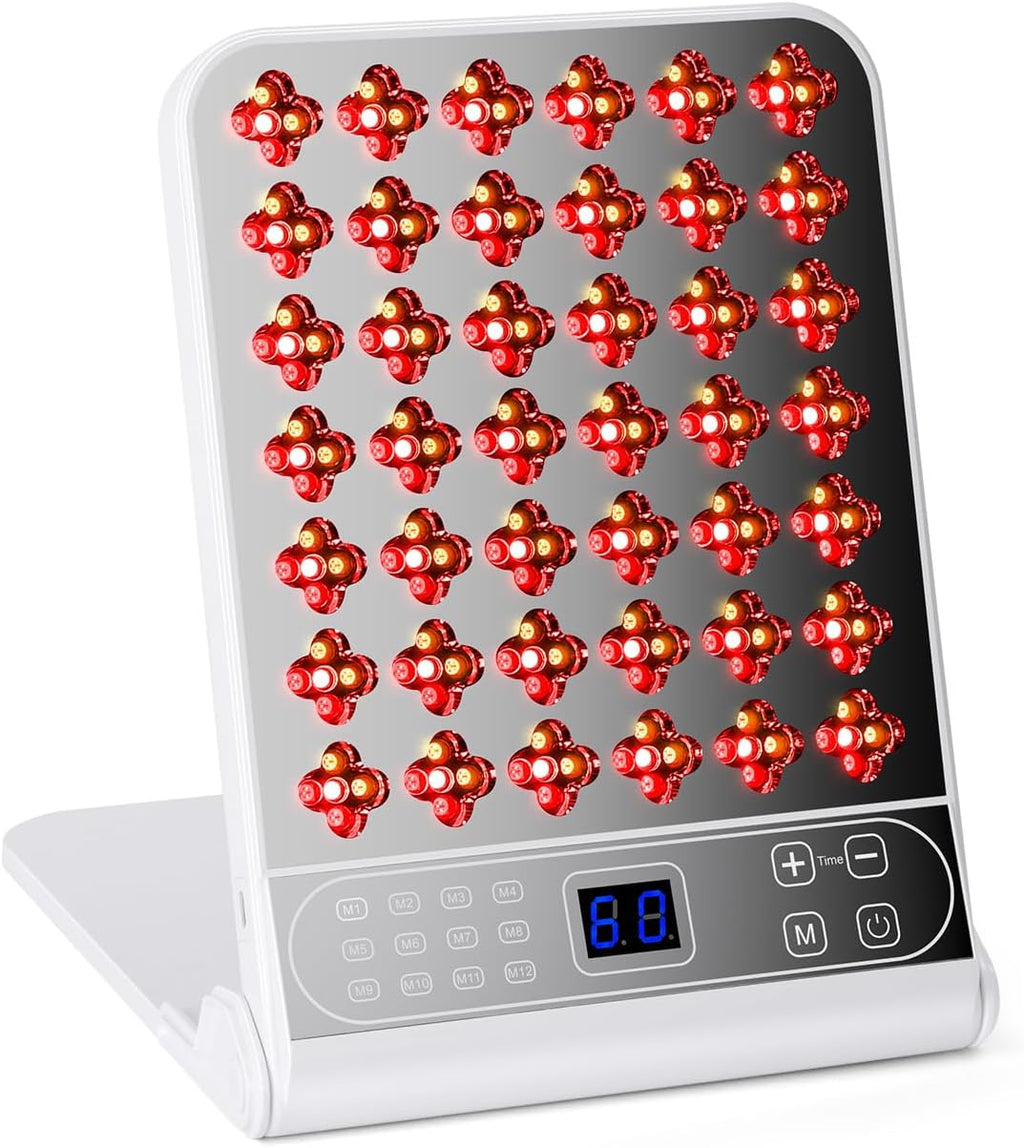 Infrarotlampe Rotlichtlampe, 4 Wellenlängen Rotlichtlampen mit Timer, 210 LEDs Rotes Licht-Lampe,12 Modi, Infrarotlichtlampe Für Gesicht und Körper (Lampe erzeugt keine Wärme)