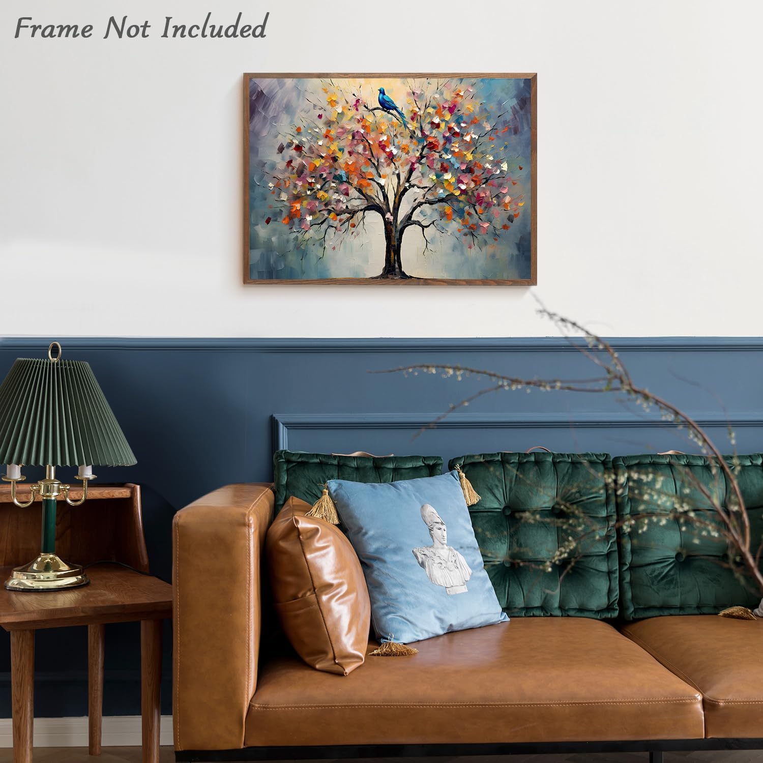 Bunter Baum des Lebens Bild, Vintage Blumen Baum Malerei Bild für Schlafzimmer Wohnzimmer Dekor 30×40 cm Ohne Rahmen
