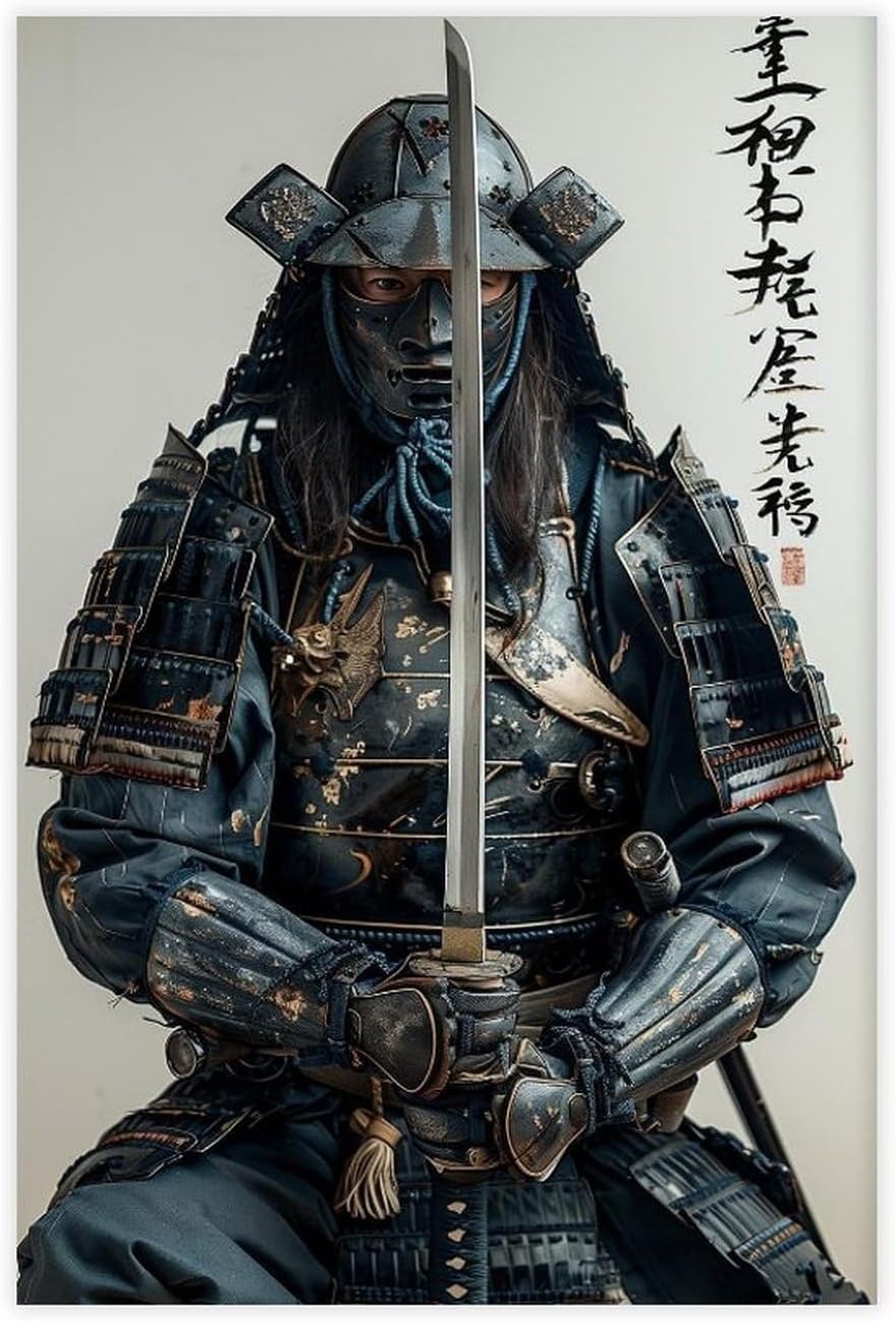 UTGN Spirituelle Kunst Samurai, Leinwand-Poster, Wandkunstdruck, Bild, Gemälde, 30 x 45 cm