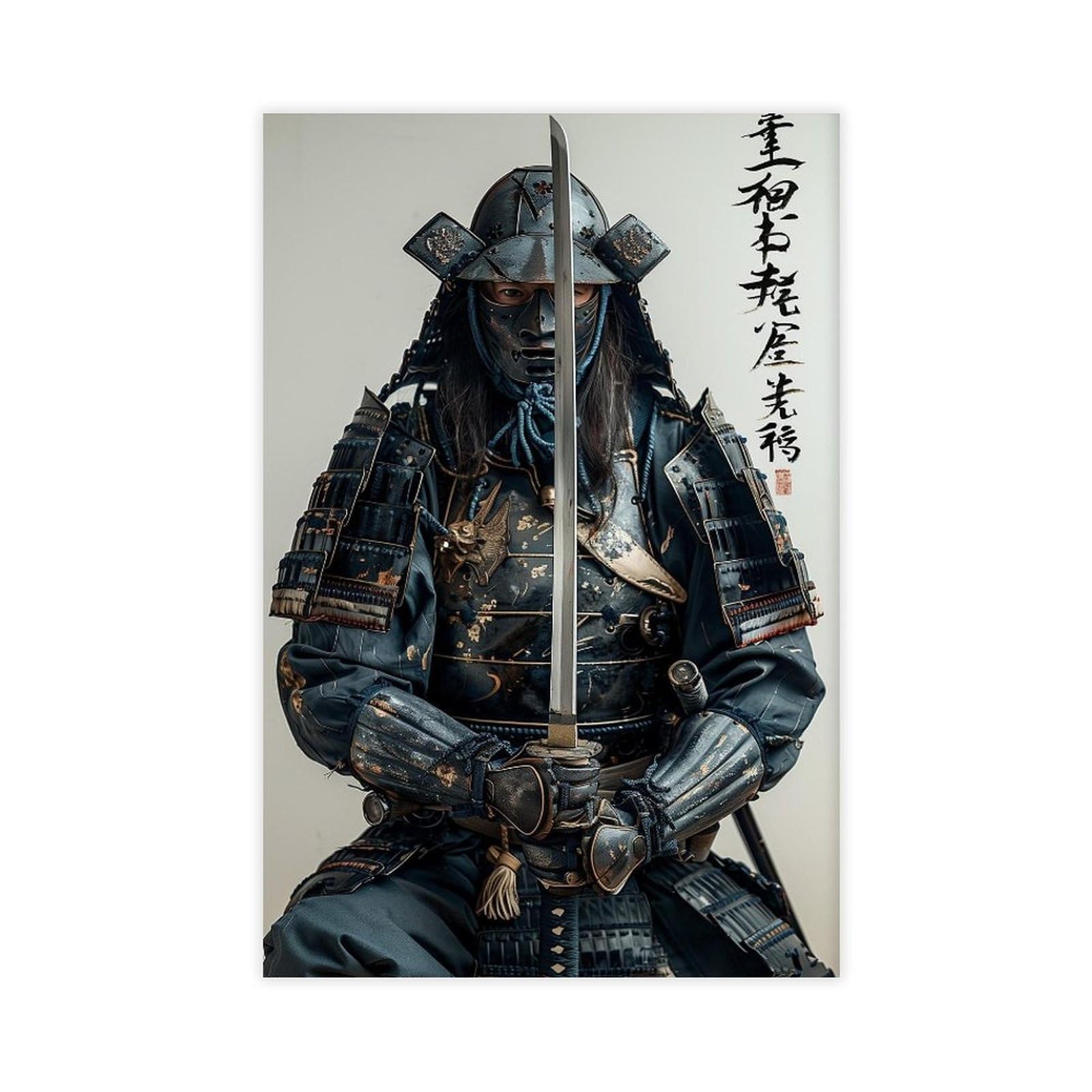 UTGN Spirituelle Kunst Samurai, Leinwand-Poster, Wandkunstdruck, Bild, Gemälde, 30 x 45 cm