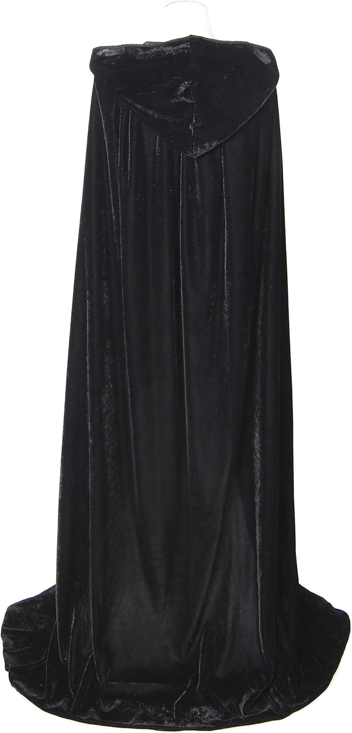 BIGXIAN Long Hooded Cloak Velvet Cape Witch Costume Halloween Costumes for Women Men