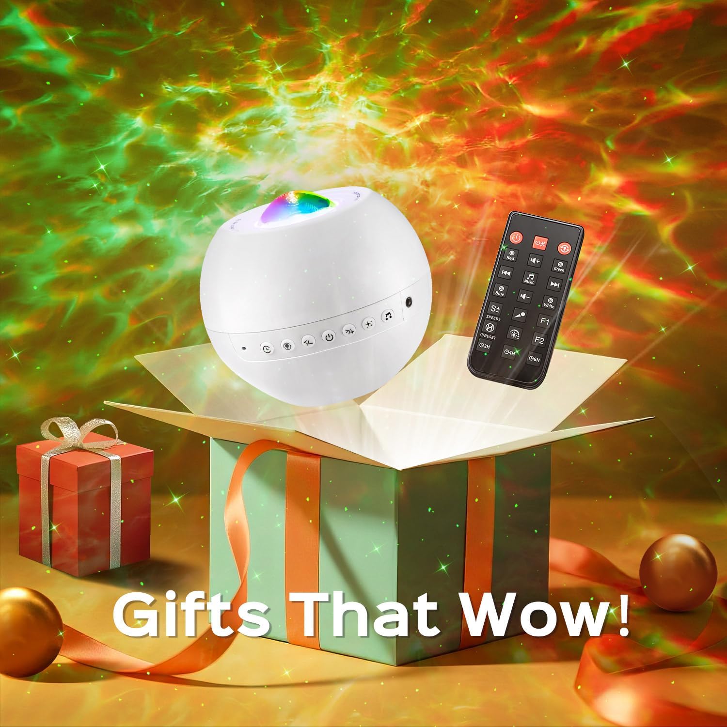 One Fire Sternenhimmel Projektor, 15 Farben 15 Einschlafmusik Nachtlicht Kinder, Bluetooth Zimmer Deko mit Fernbedienung, Geschenke für Teenager Mädchen Frauen Junge Männer, Weiß