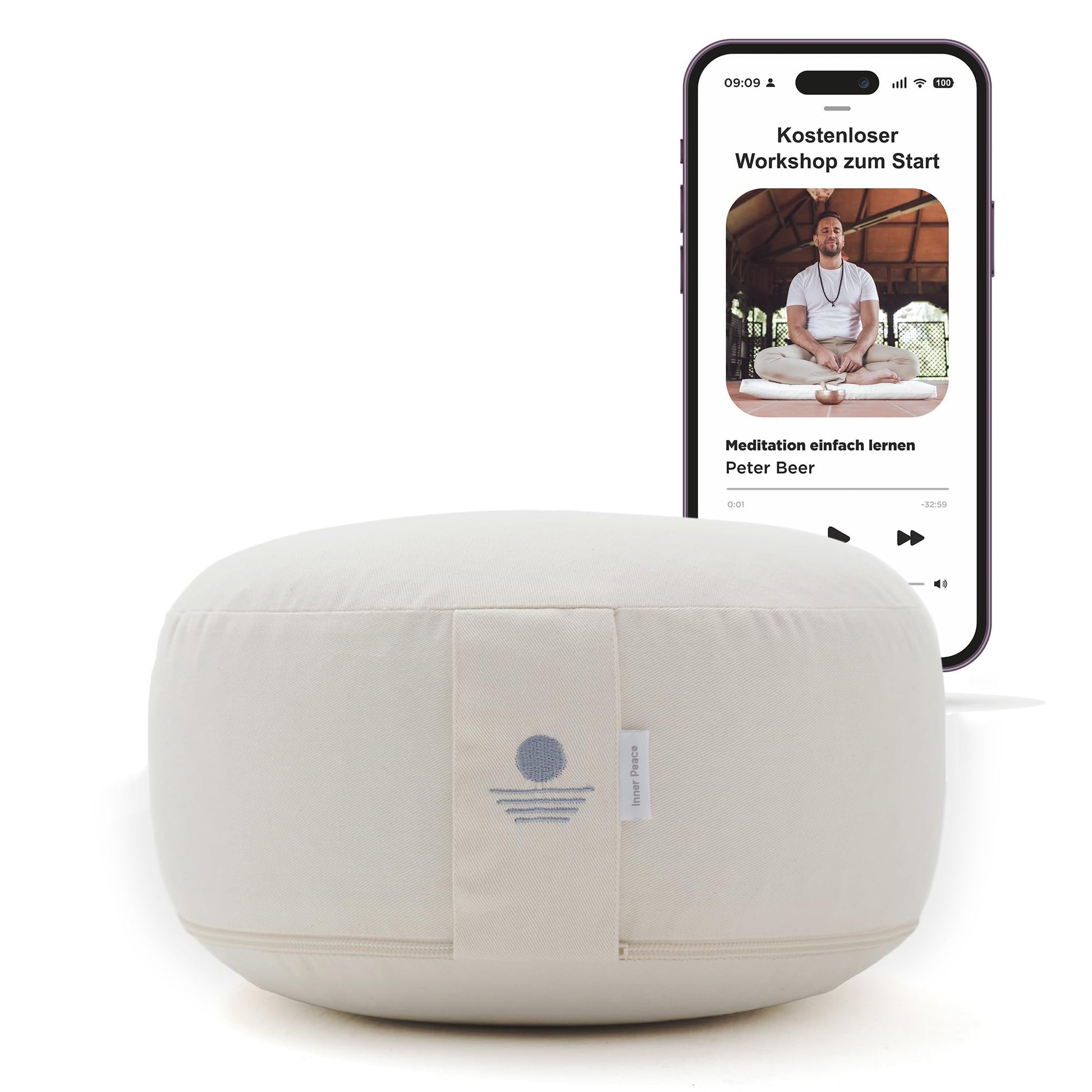 Inner Peace Yogakissen Meditationskissen aus 100% Bio Baumwolle und mit Bio Dinkelfüllung | Yogakissen Rund, Yoga Sitzkissen, Yogakissen Meditationskissen, Sitzkissen Yoga, Meditation Cushion