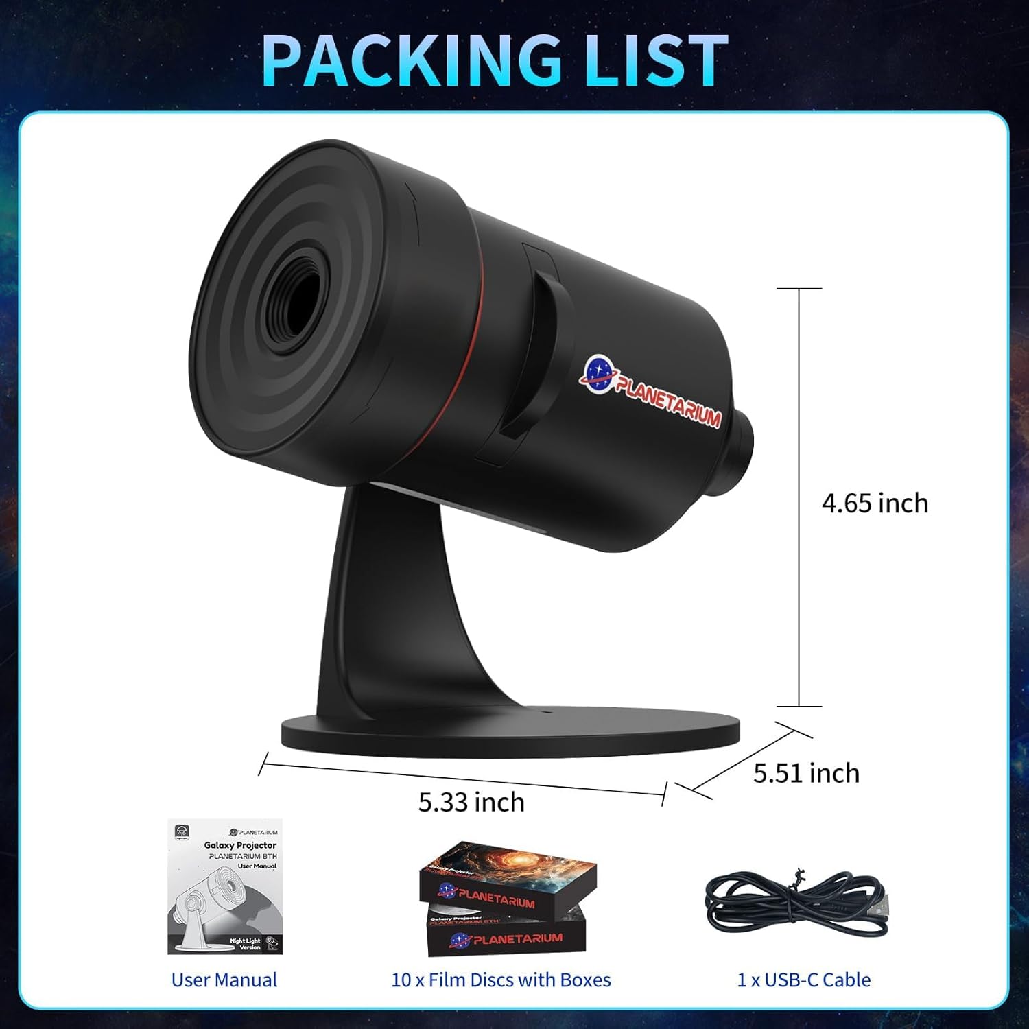 VanSmaGo 8th Gen Sternenhimmel Galaxy Projektor, Galaxy Planetarium Star Projector, HD Picture Night Light Sternenprojektor, 360° Rotating Mist with Adjustable Button and Timer [Energy Class C]