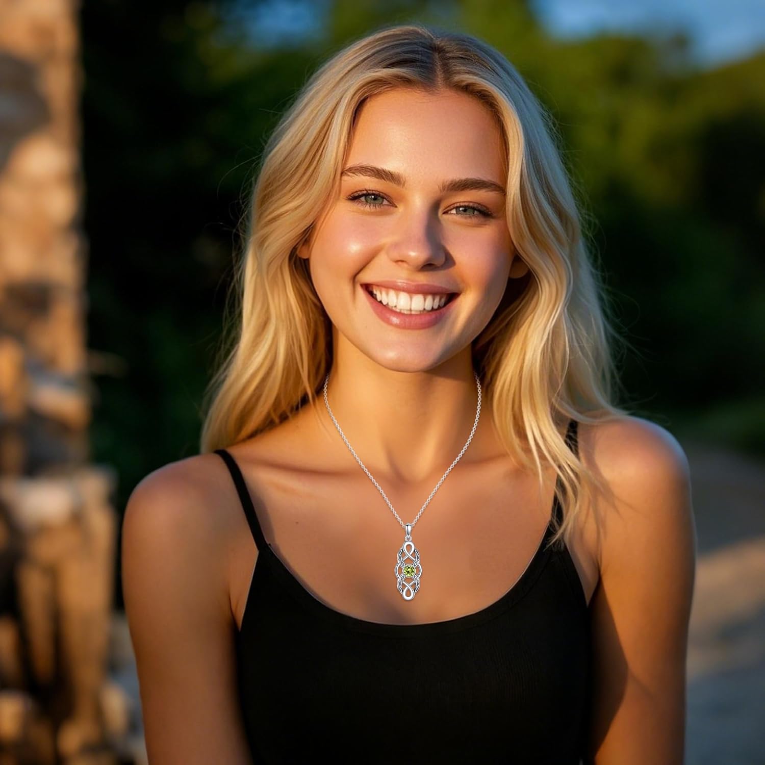 CUPENDA Keltischer Knoten Geburtsstein Halskette Sterling Silber Irische Keltische Anhänger Halskette Glücksschmuck für Frauen