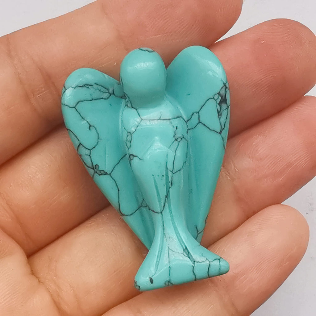 Natürliche Lila Lepidolith Heilung Kristall Gebet Schutzengel Statue,38mm Schnitzen Tasche Palm Stein Figuren Dekoration