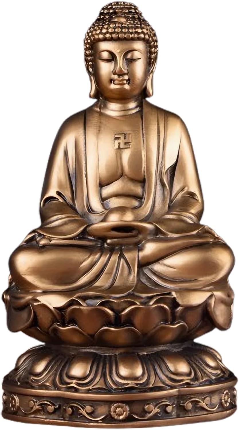 Resin Shakyamuni Buddha Statue 6" (Bronze Color) | Handcrafted Sculpture with Serene Expression for Meditation, Home Altar & Spiritual Decor