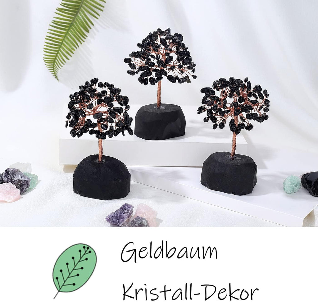 XIANNVXI Kristalle Geldbaum Lebensbaum Deko Feng Shui Obsidian Kristallbaum Natürlicher Edelsteine Steine Deko Tree of Life Trommelsteine Basis Bonsai Baum Dekoartikel Home Decor