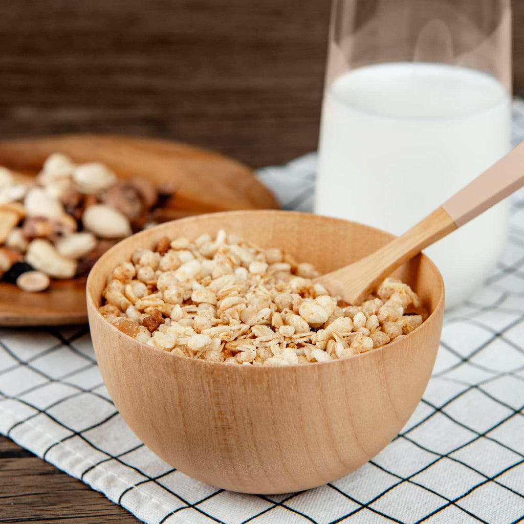 Naturoom Handgefertigte Deko-Holzschalen, stabile Holzschalen, perfekt für Müsli, Salat, Nüsse, Süßigkeiten, Reis, Obst, Dips und Dekorationen. (14 cm Durchmesser x 6,1 cm Höhe) (Natural-Large-2)