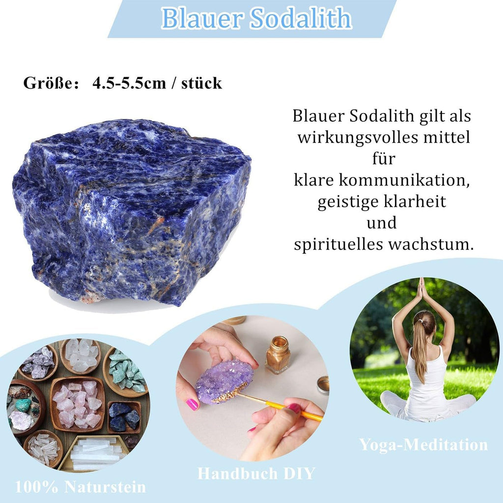 XIANNVXI Large Blue Sodalite Raw Stone Crystals Natural Stone Blue Sodalite Stone Real Natural Crystal Stones Reiki Premium Water Stone 4.5-5.5 cm, 1 Piece
