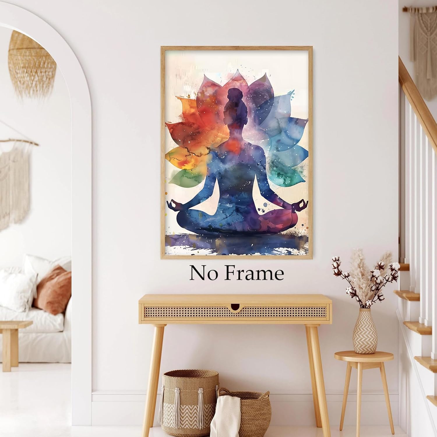 GADZRTIL Lotus Flower Painting Abstract Yoga Artwork Colorful Zen Wall Art Chakra Poster Canvas Colorful Spiritual Picture Zen Lotus Painting Yoga Chakra Picture for Living Room 16x24inch No Frame