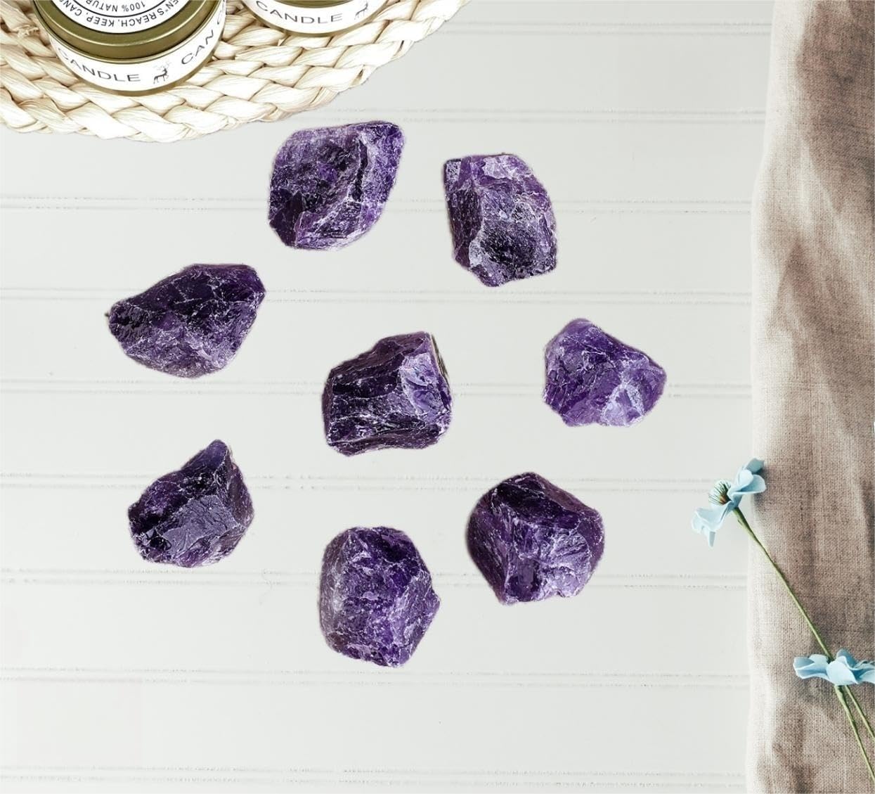 QINJIEJIE 100% Großes Amethyst Rohsteine Premium Wassersteine Kristalle Steine 4 Stück Natursteine Heilsteine set 4.5–5 cm