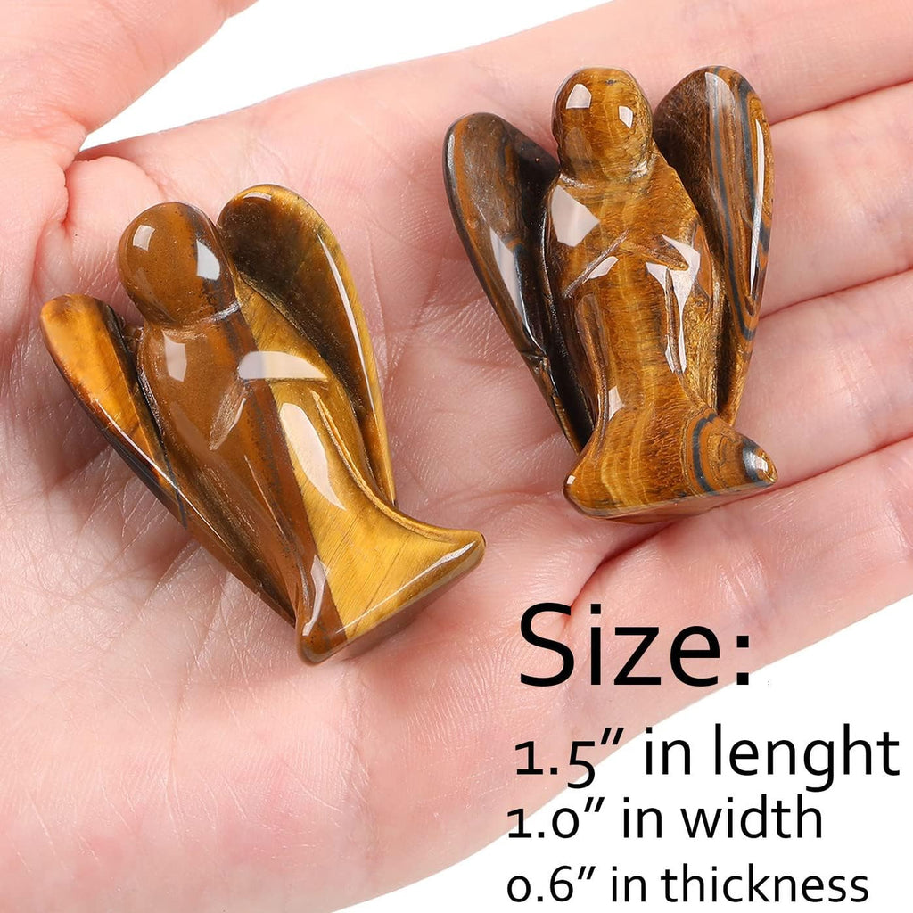XIANNVXI Tigerauge Schutzengel Kristalle Engel Figur Heilung Kristall Edelsteine Poliert Steine Statue Reiki Angel Figur Schutzengel Geschenk