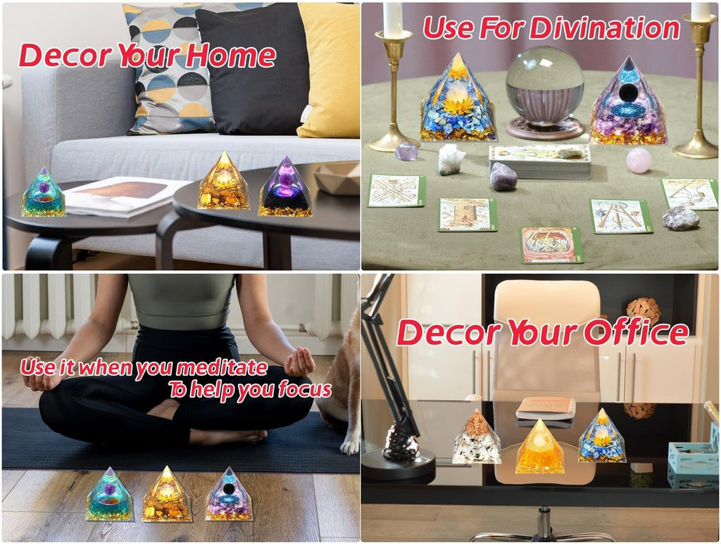 XIANNVXI 2.4" Große Pyramide Tigerauge Obsidian Stein Kristalle Edelsteine Pyramiden Natürliche Witchy Decor Energie Geschenke für Frauen Männer