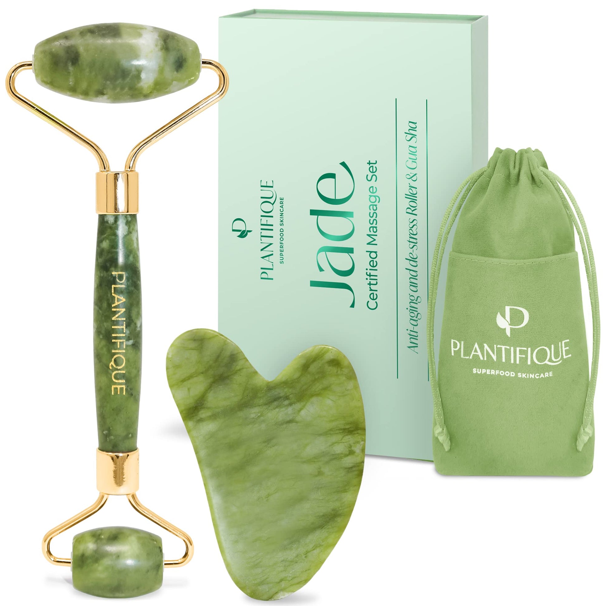 Plantifique Gua Sha Stone – Natural Rose Quartz Massage Roller – Gua Sha Made of Rose Quartz – Face Massage for Eye Swelling Skin Tightening of Face – Gua Sha Stone Original – Face Massager