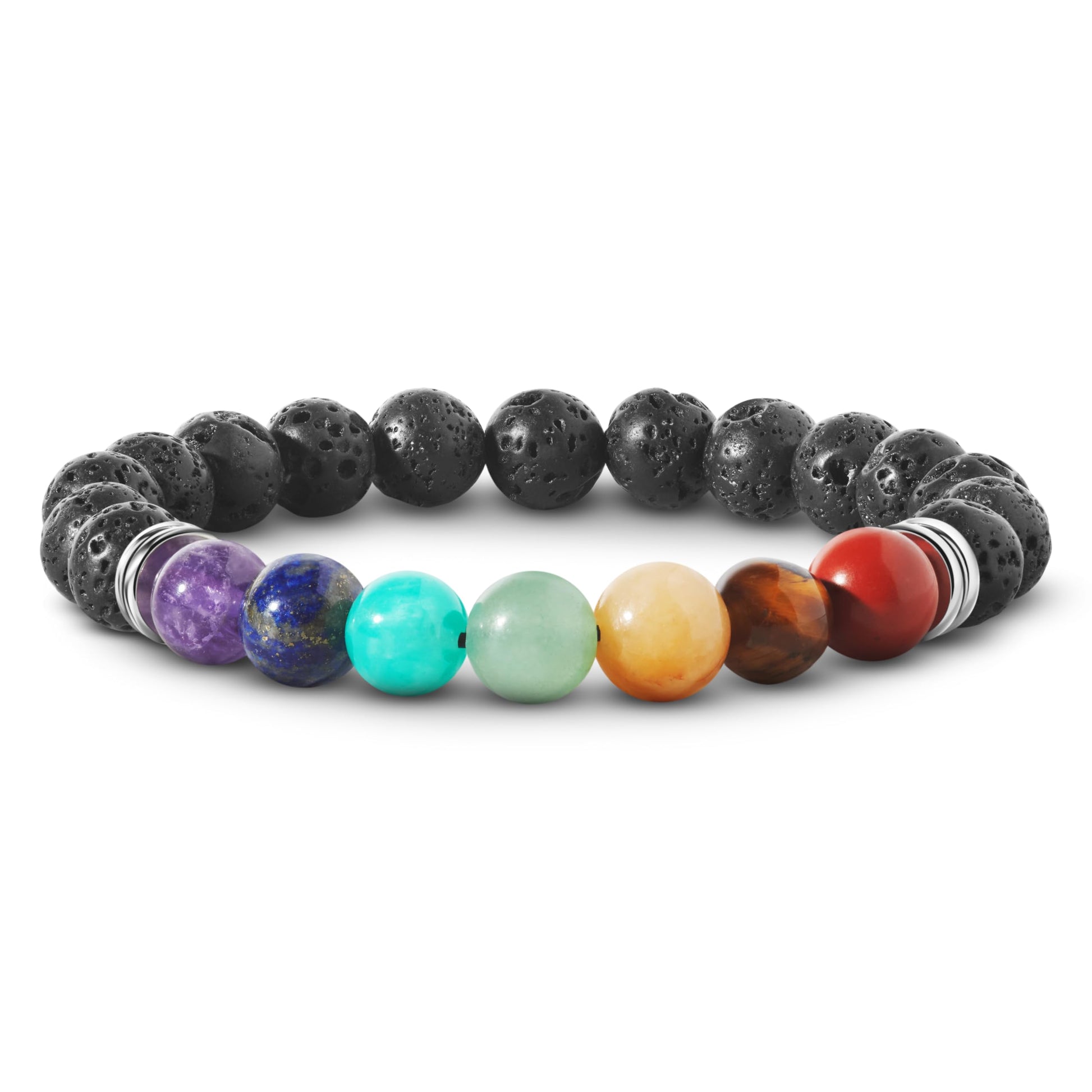 PURAJA Chakra Armband aus echten Edelsteinen | Premium Naturstein Armband | Für mehr Harmonie & Balance | 7 Chakra und Lavastein Perlen